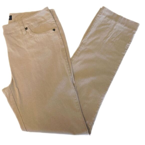 Larry Levine standard straight leg khaki pants, zip & button, stretch, sz 8 - Picture 1 of 6